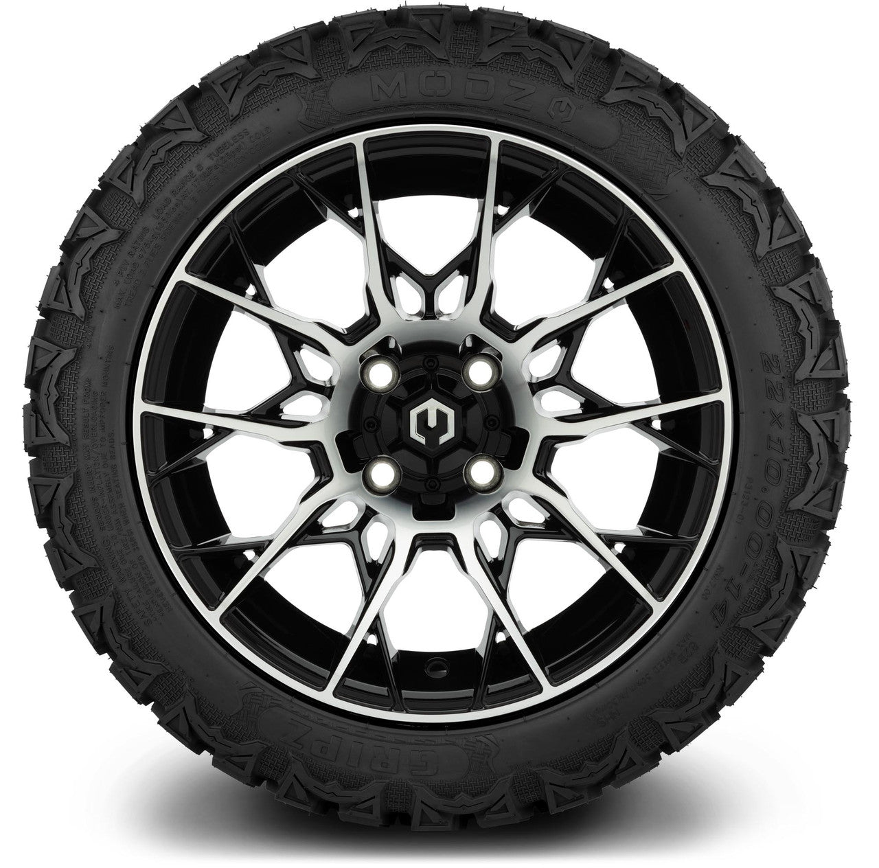 MODZ® 14" Chaos Machined Black - Lifted Tires and Wheels Combo