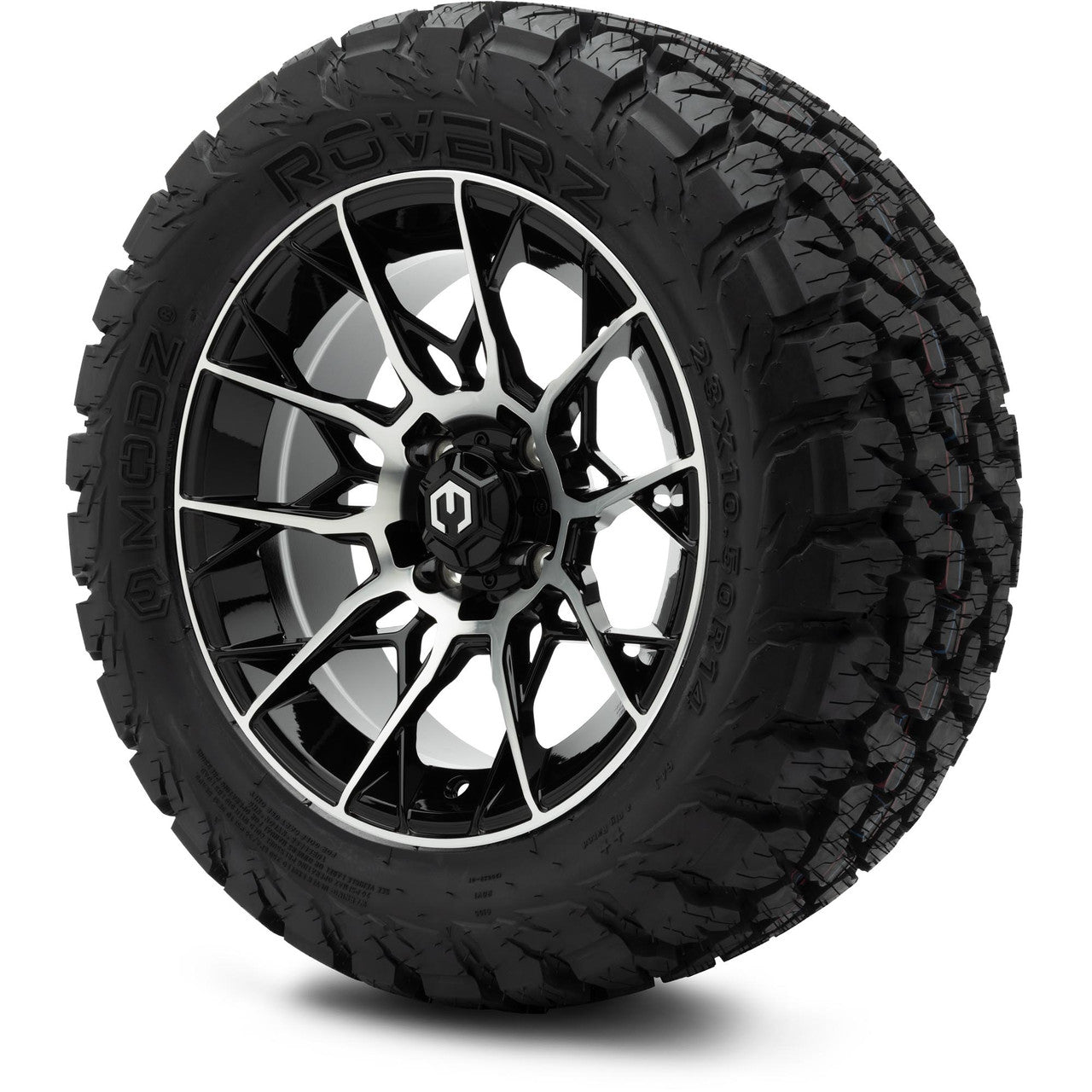 MODZ® 14" Chaos Machined Black - Lifted Tires and Wheels Combo