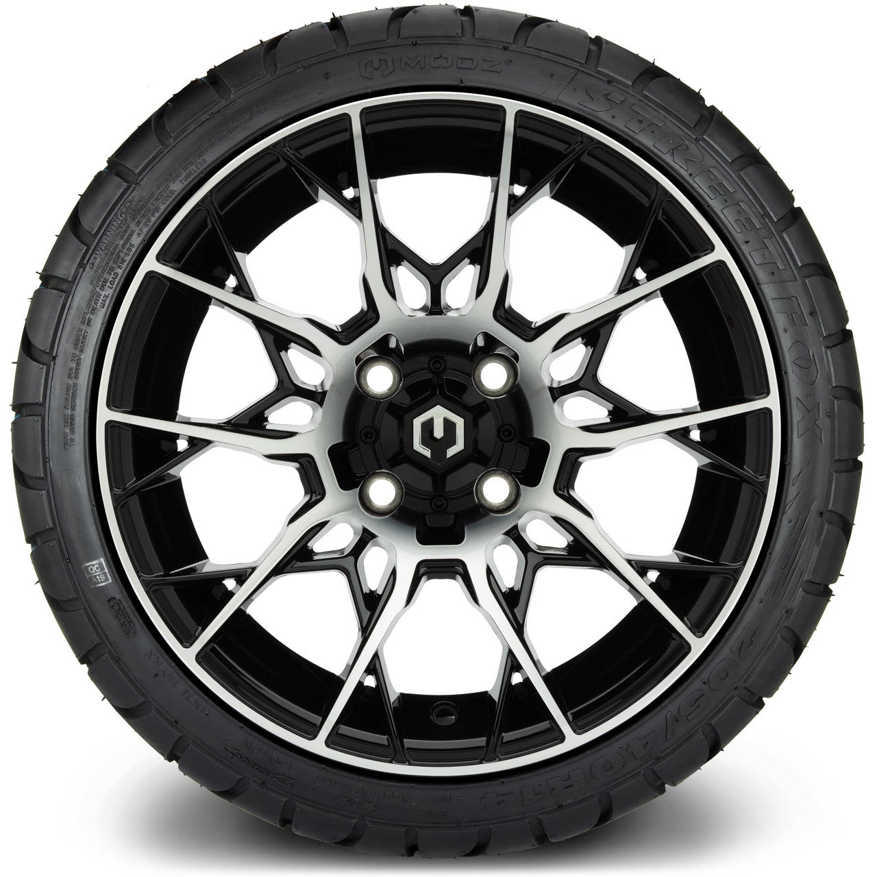 MODZ® 14" Chaos Machined Black - Low Profile Tires and Wheels Combo