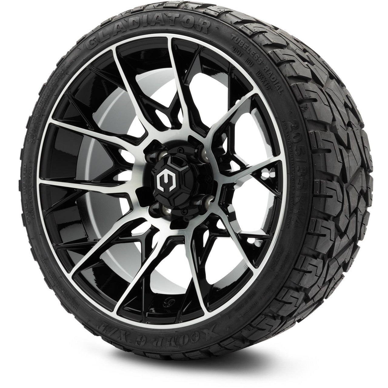 MODZ® 14" Chaos Machined Black - Low Profile Tires and Wheels Combo