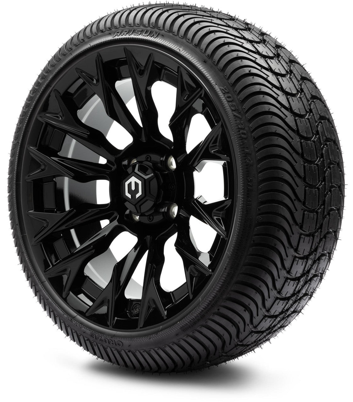 MODZ® 14" Falcon Glossy Black - Low Profile Tires and Wheels Combo