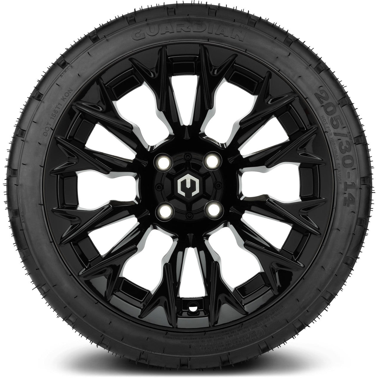 MODZ® 14" Falcon Glossy Black - Low Profile Tires and Wheels Combo