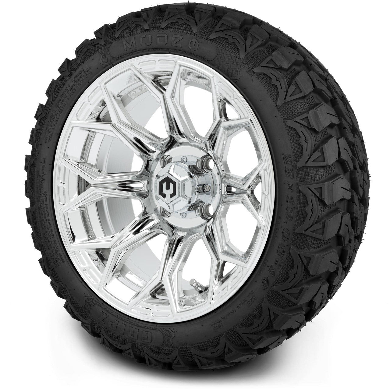 MODZ® 14" Halo Chrome - Lifted Tires and Wheels Combo