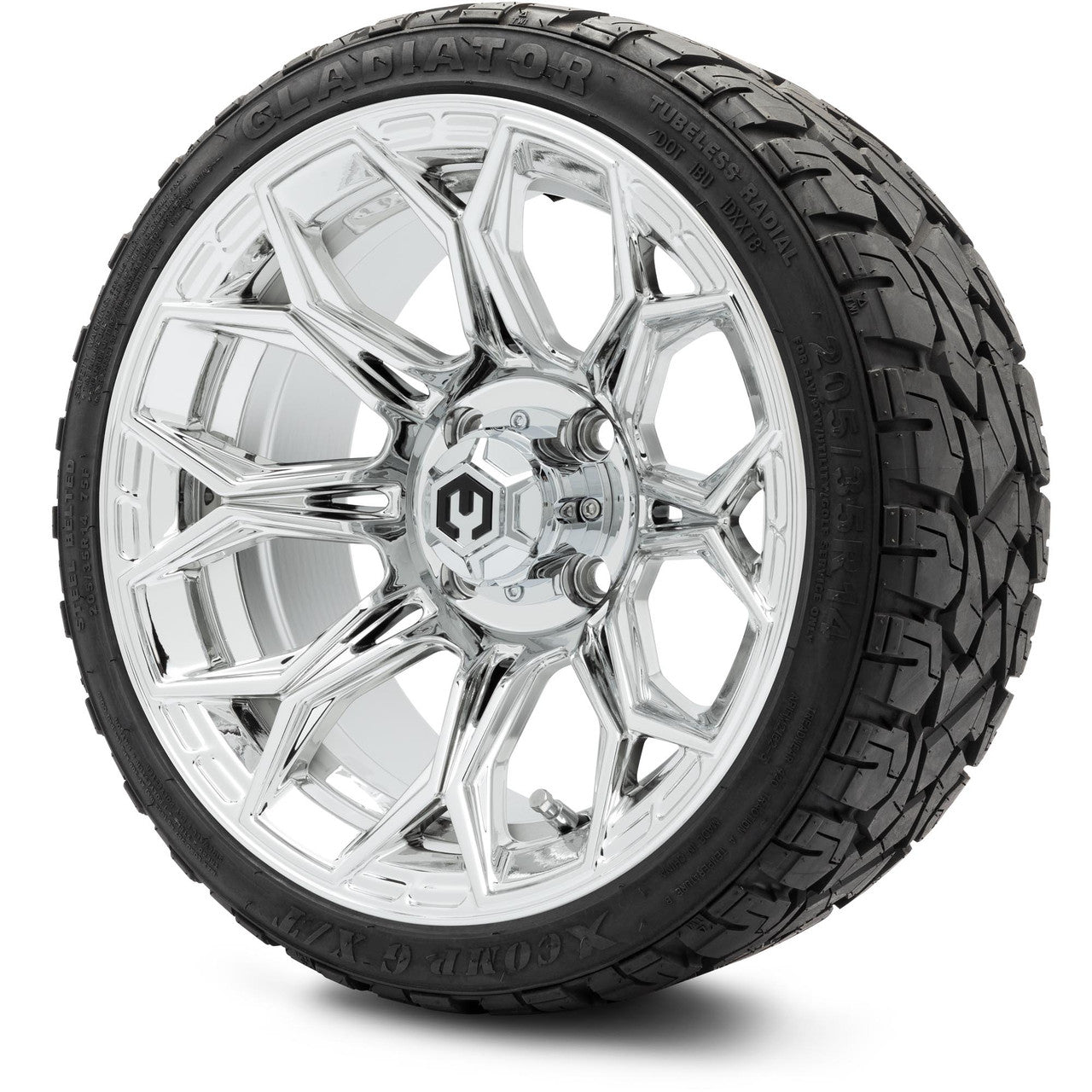 MODZ® 14" Halo Chrome - Lifted Tires and Wheels Combo