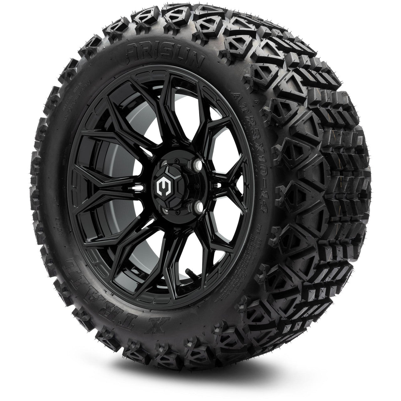 MODZ® 14" Halo Glossy Black Wheels & Off-Road Tires Combo