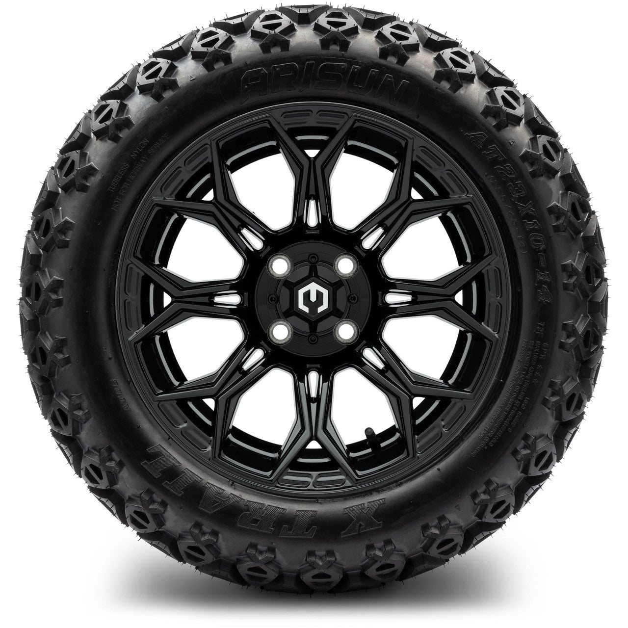 MODZ® 14" Halo Glossy Black Wheels & Off-Road Tires Combo
