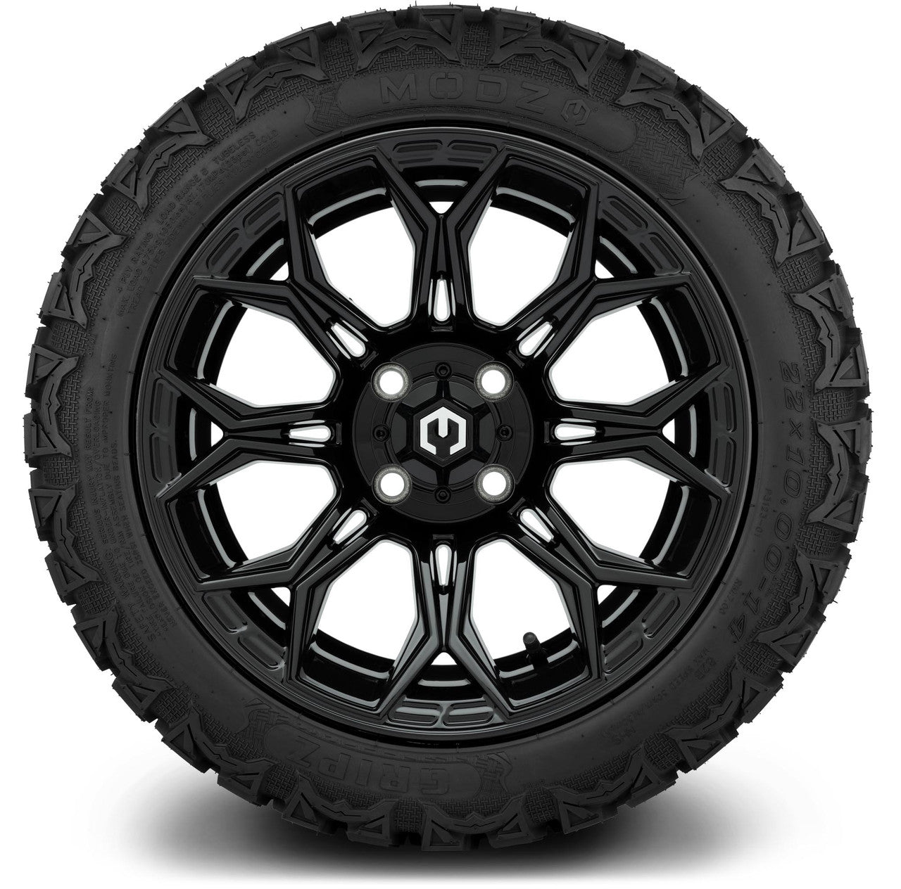 MODZ® 14" Halo Glossy Black Wheels & Off-Road Tires Combo