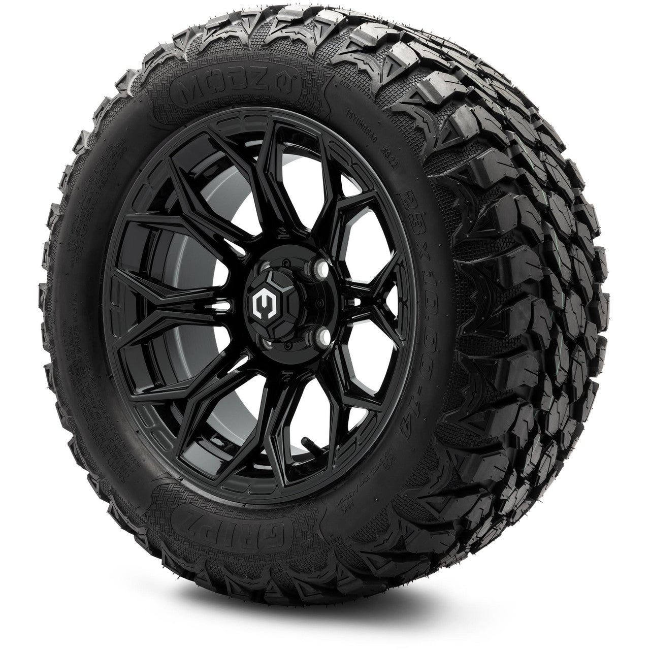MODZ® 14" Halo Glossy Black Wheels & Off-Road Tires Combo
