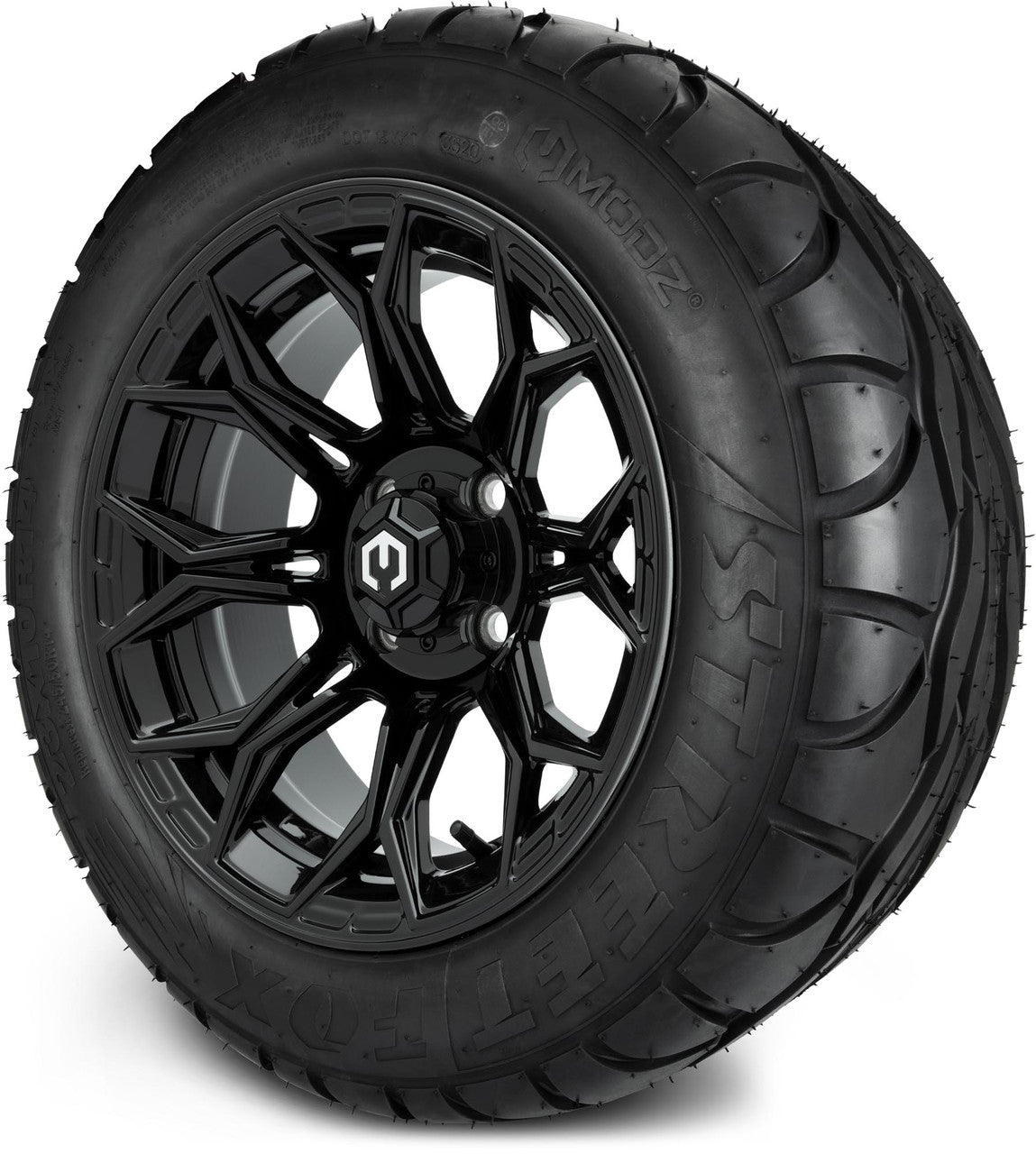MODZ® 14" Halo Glossy Black - Low Profile Tires and Wheels Combo