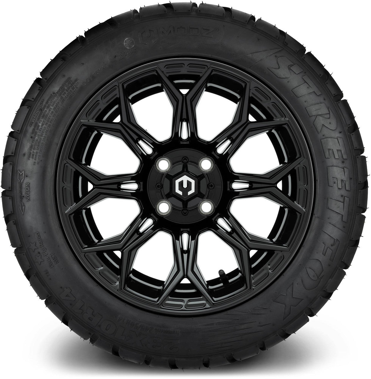 MODZ® 14" Halo Glossy Black - Low Profile Tires and Wheels Combo