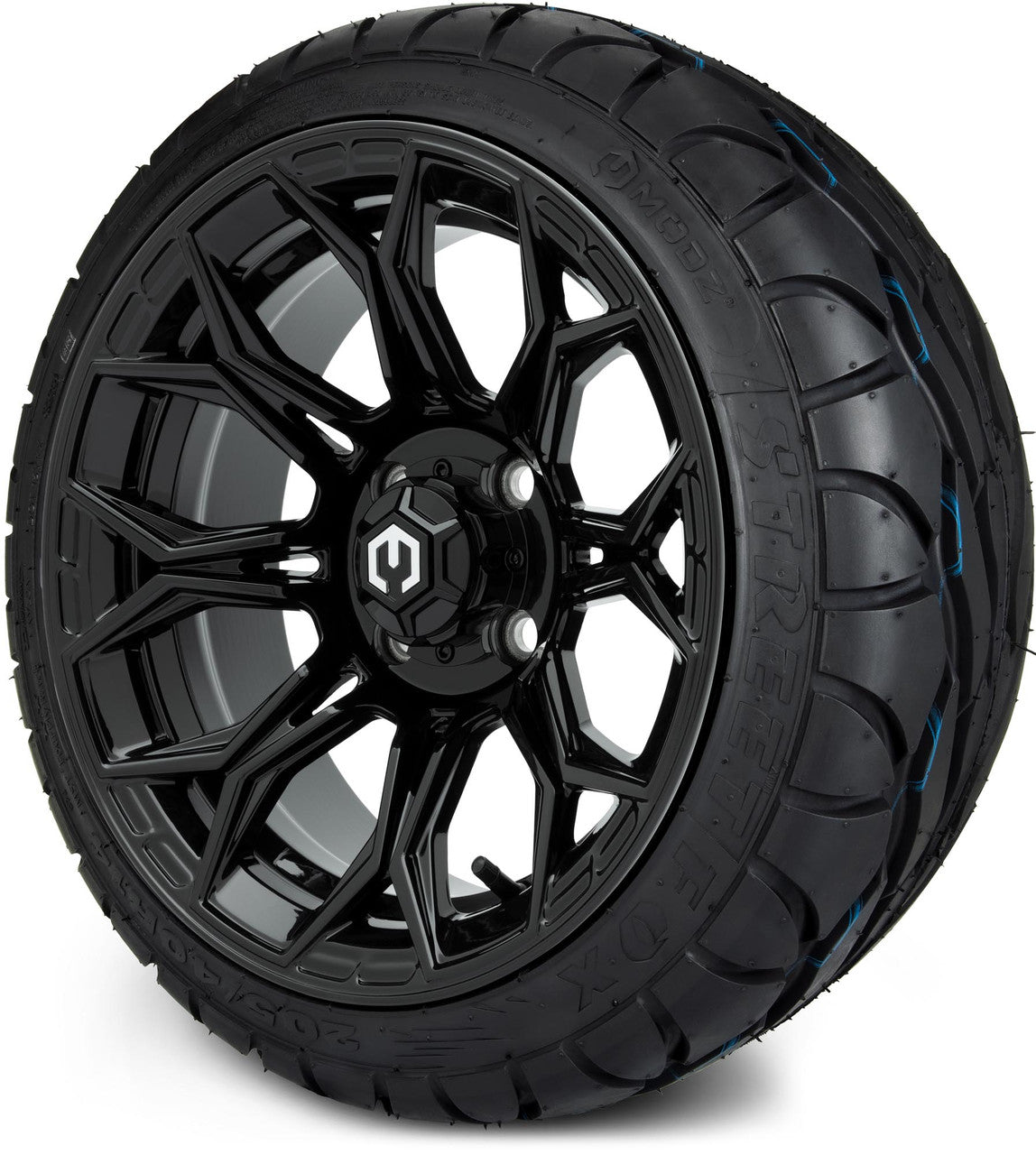 MODZ® 14" Halo Glossy Black - Low Profile Tires and Wheels Combo