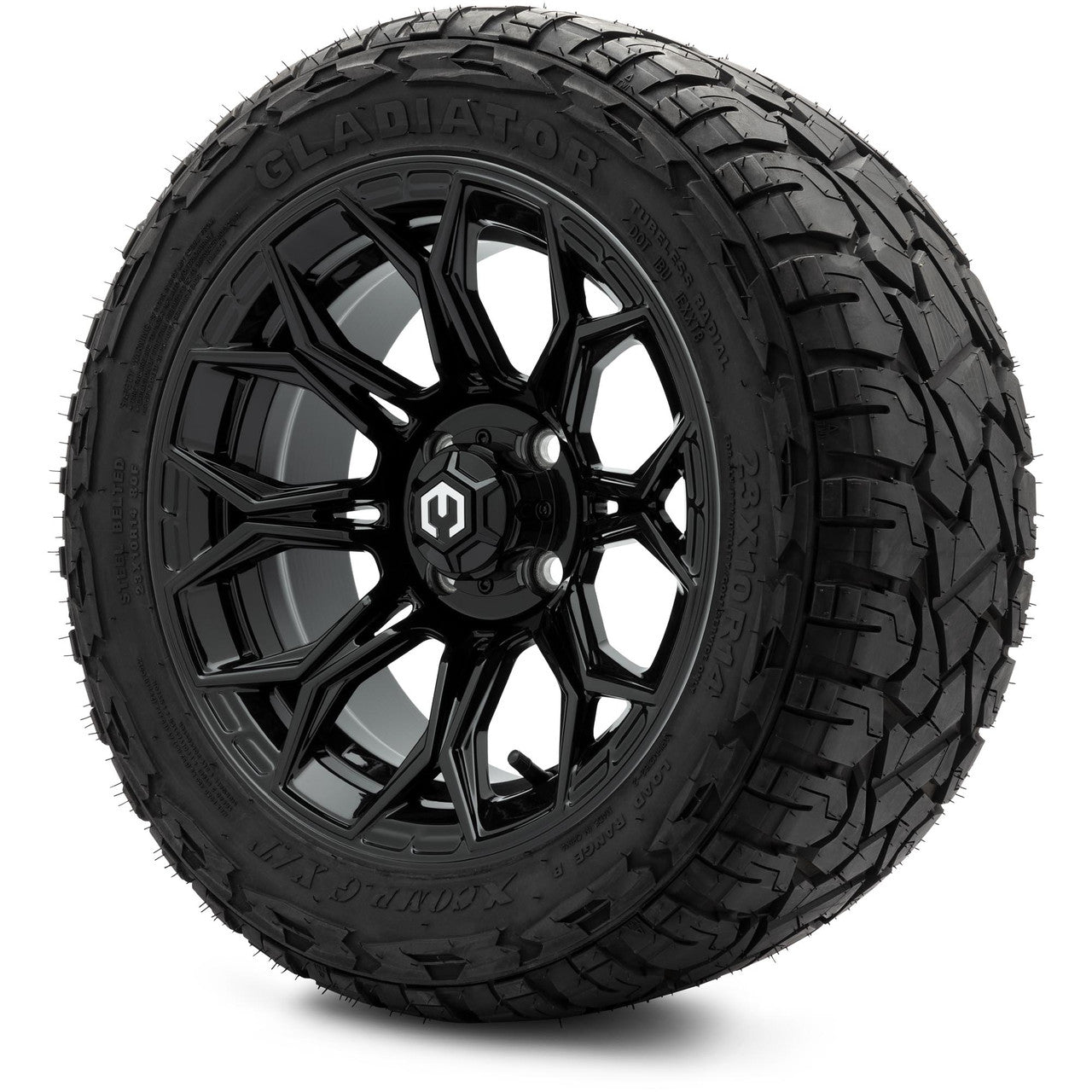 MODZ® 14" Halo Glossy Black Wheels & Off-Road Tires Combo