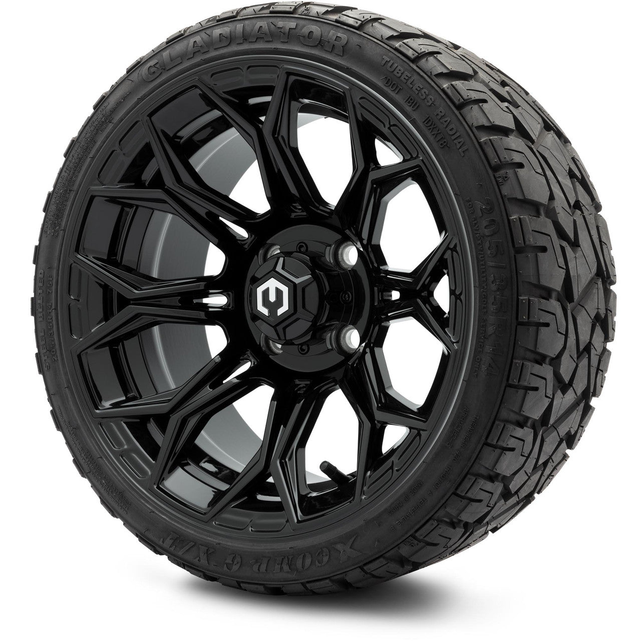 MODZ® 14" Halo Glossy Black Wheels & Off-Road Tires Combo