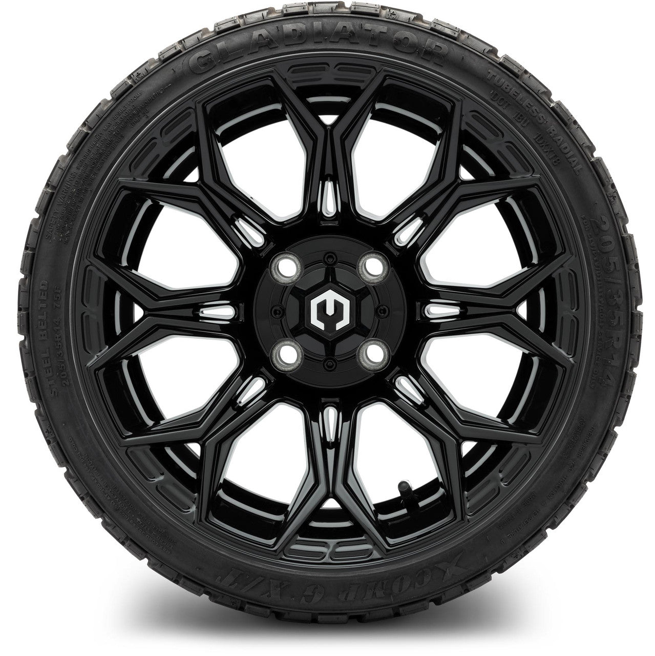 MODZ® 14" Halo Glossy Black Wheels & Off-Road Tires Combo