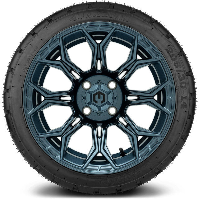 MODZ® 14" Halo Titanium Blue - Low Profile Tires and Wheels Combo