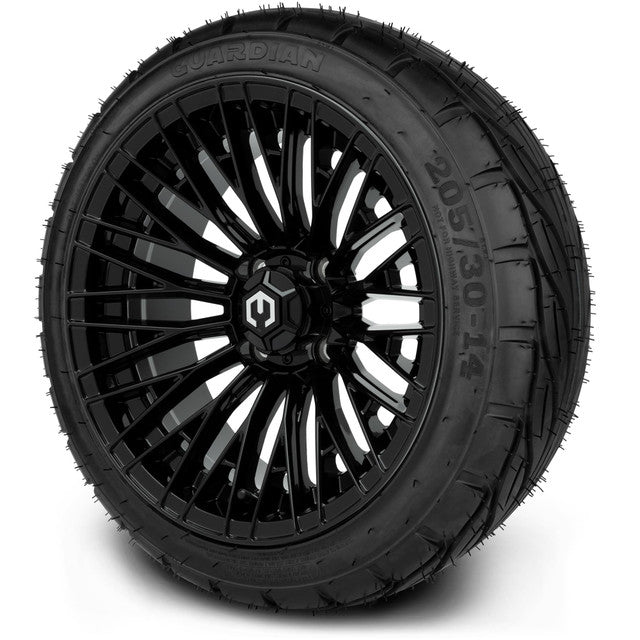 MODZ® 14" Reaper Glossy Black - Low Profile Tires and Wheels Combo