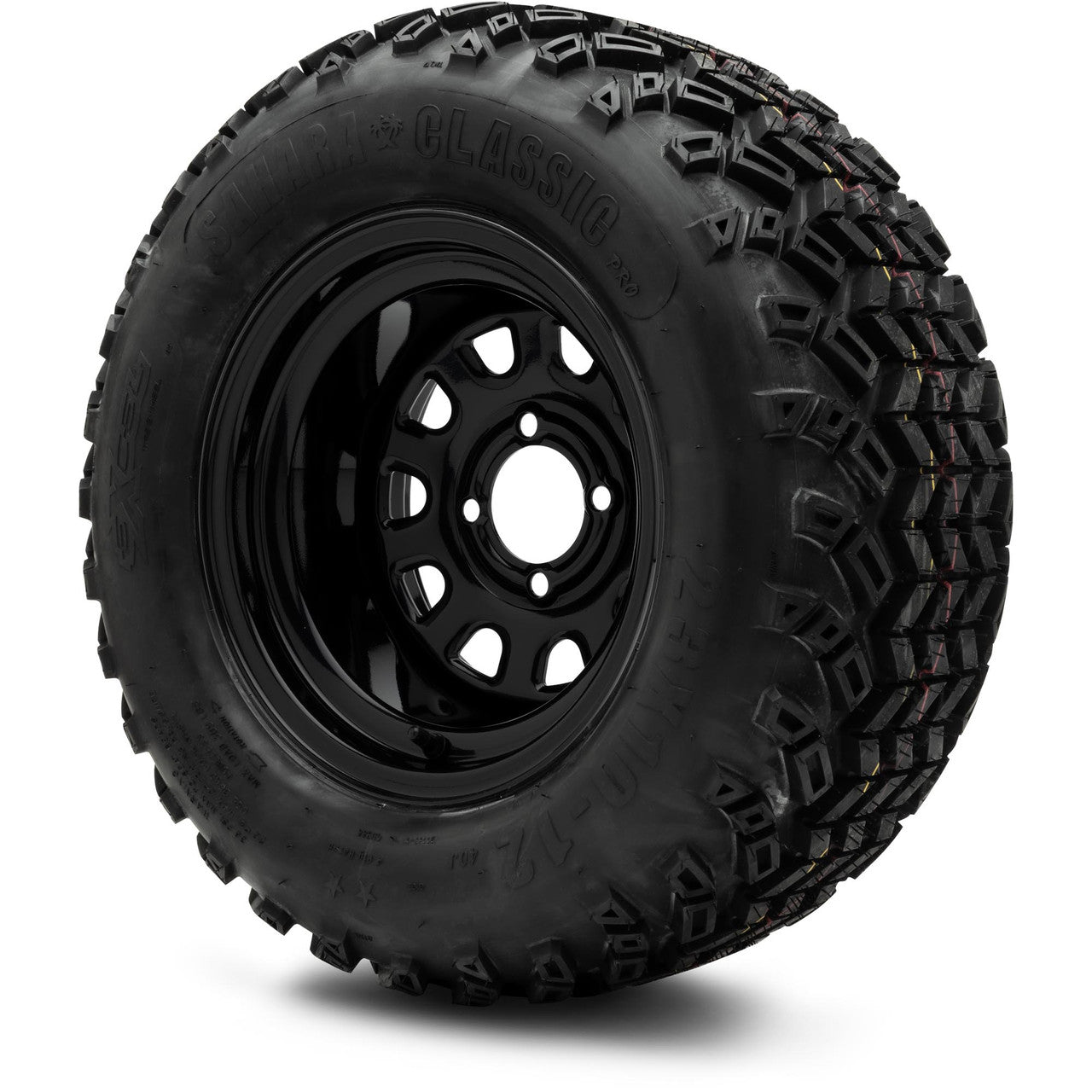 MODZ® 12" Steel D-Window Glossy Black - Lifted Tires and Wheels Combo