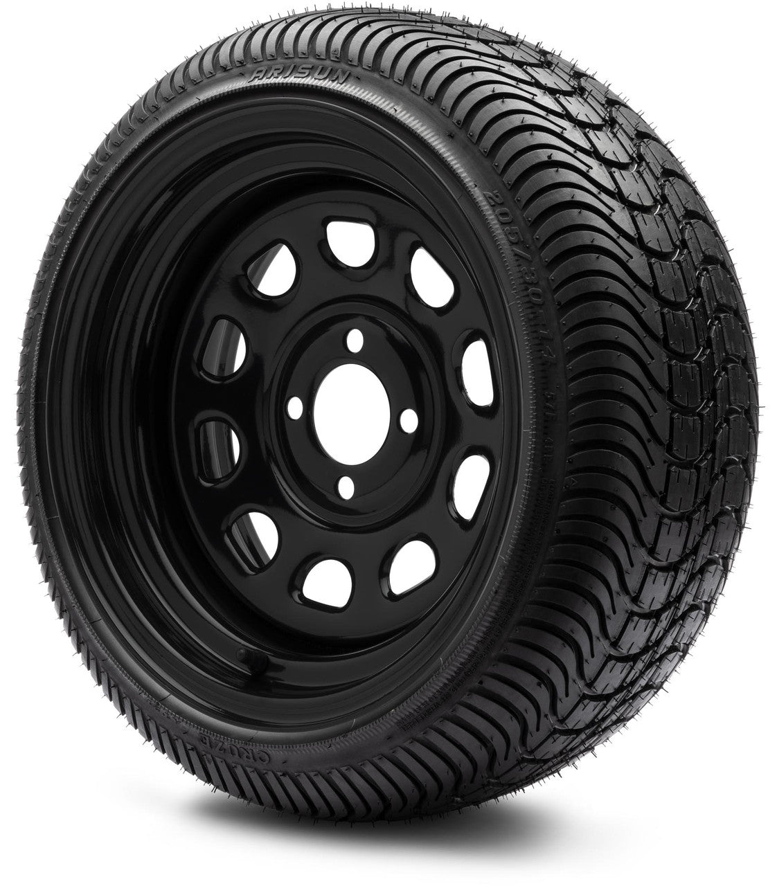 MODZ® 14" Steel D-Window Glossy Black - Low Profile Tires and Wheels Combo