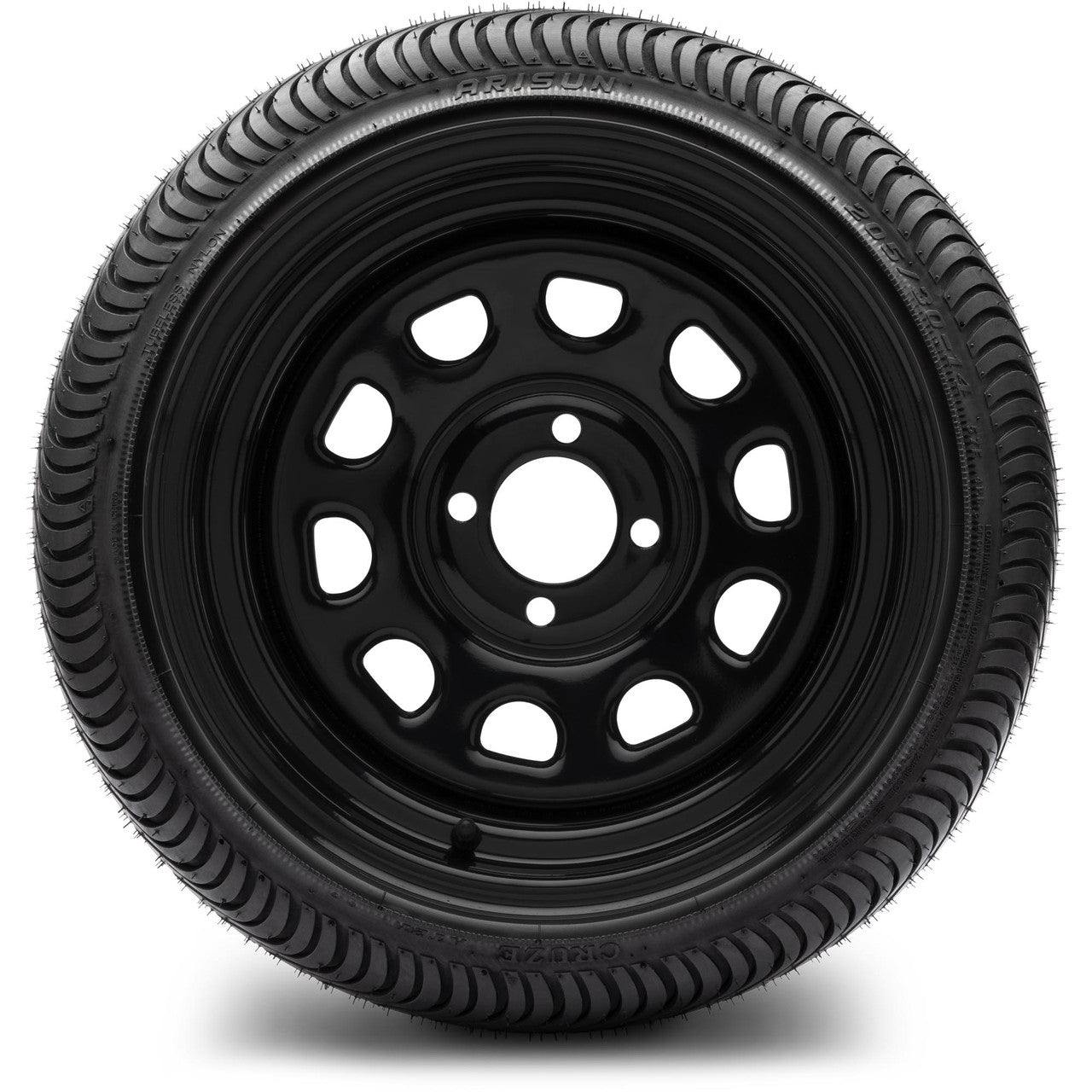 MODZ® 14" Steel D-Window Glossy Black - Low Profile Tires and Wheels Combo