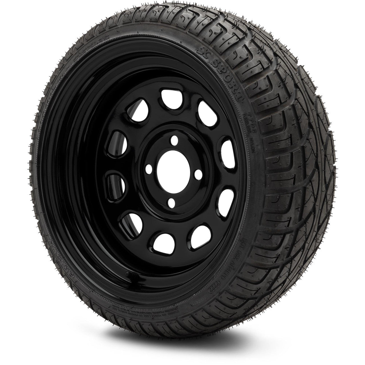 MODZ® 14" Steel D-Window Glossy Black - Low Profile Tires and Wheels Combo