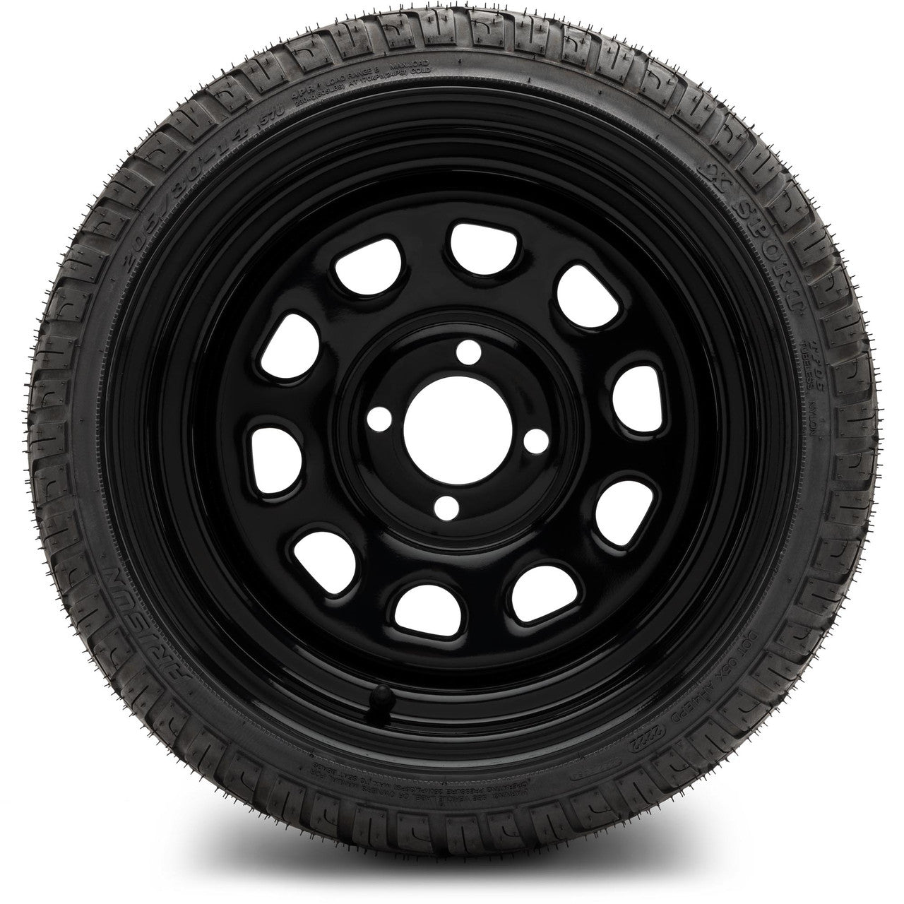 MODZ® 14" Steel D-Window Glossy Black - Low Profile Tires and Wheels Combo