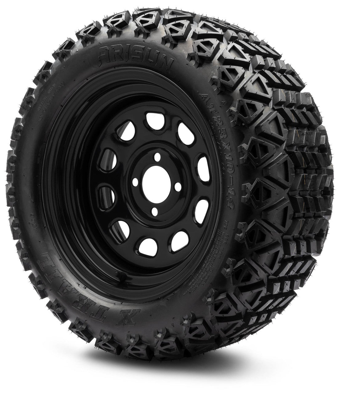 MODZ® 14" Steel D-Window Glossy Black  - Lifted Tires and Wheels Combo