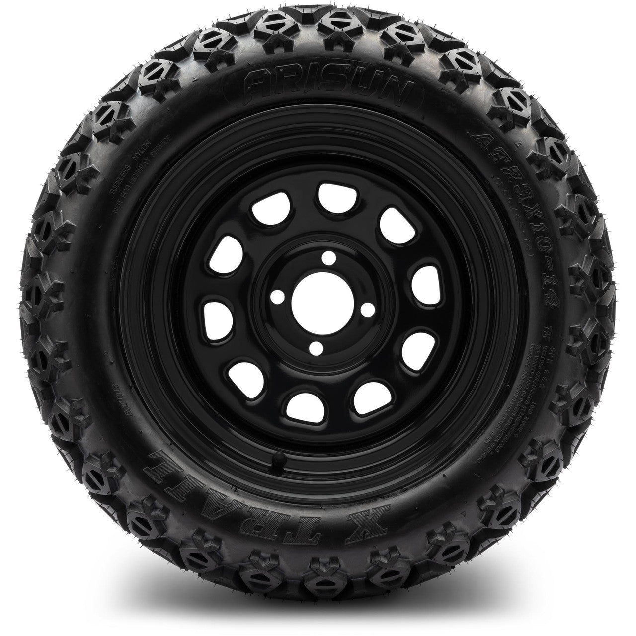MODZ® 14" Steel D-Window Glossy Black  - Lifted Tires and Wheels Combo