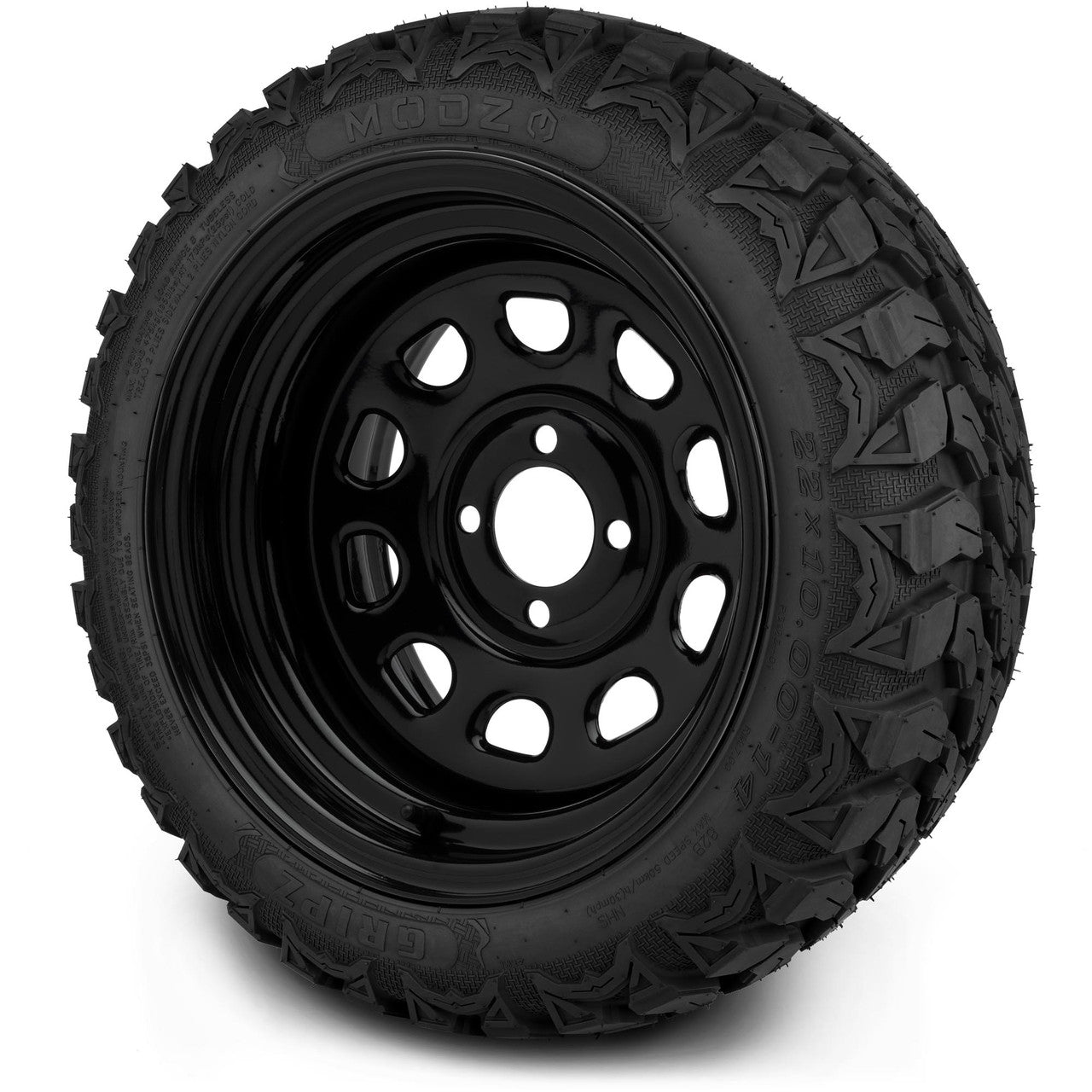 MODZ® 14" Steel D-Window Glossy Black  - Lifted Tires and Wheels Combo