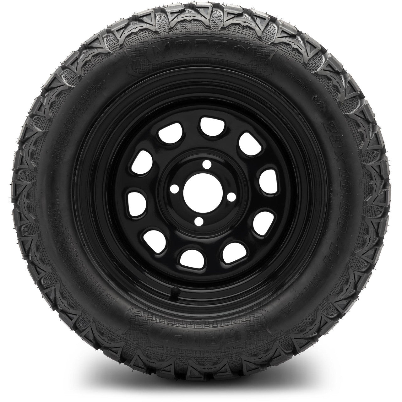 MODZ® 14" Steel D-Window Glossy Black  - Lifted Tires and Wheels Combo