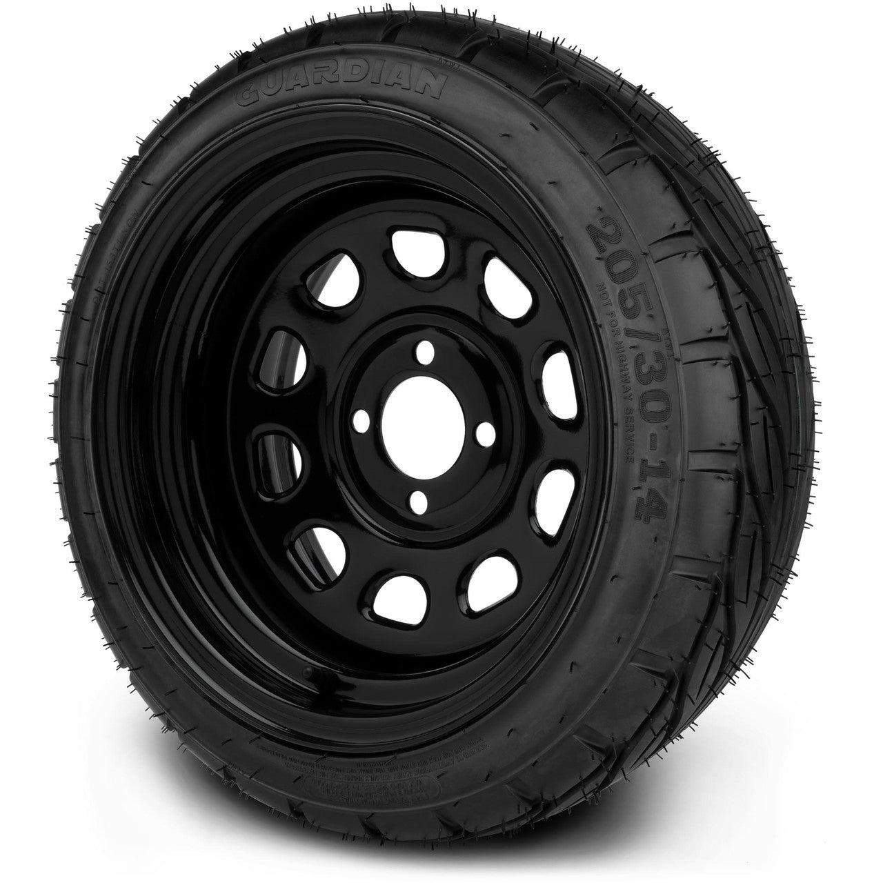 MODZ® 14" Steel D-Window Glossy Black - Low Profile Tires and Wheels Combo