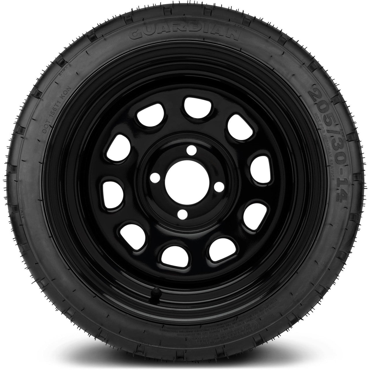 MODZ® 14" Steel D-Window Glossy Black - Low Profile Tires and Wheels Combo