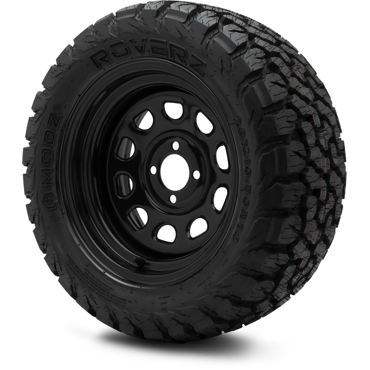 MODZ® 14" Steel D-Window Glossy Black  - Lifted Tires and Wheels Combo
