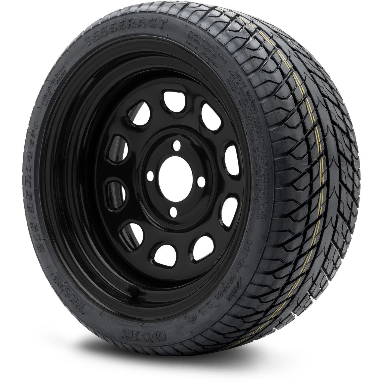 MODZ® 14" Steel D-Window Glossy Black - Low Profile Tires and Wheels Combo