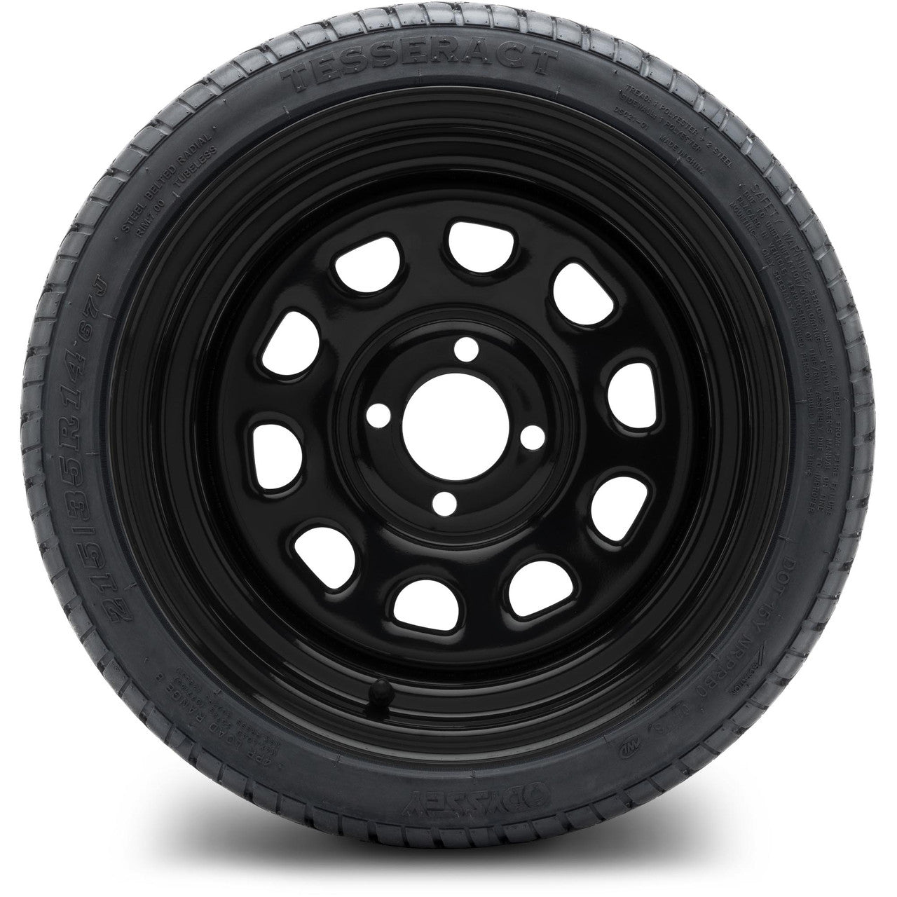 MODZ® 14" Steel D-Window Glossy Black - Low Profile Tires and Wheels Combo