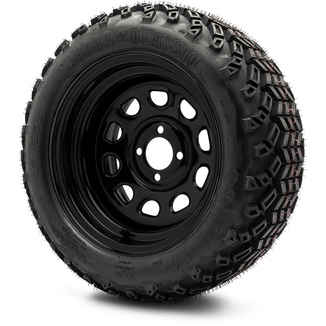 MODZ® 14" Steel D-Window Glossy Black  - Lifted Tires and Wheels Combo