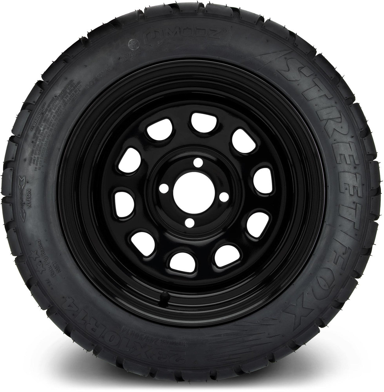 MODZ® 14" Steel D-Window Glossy Black  - Lifted Tires and Wheels Combo