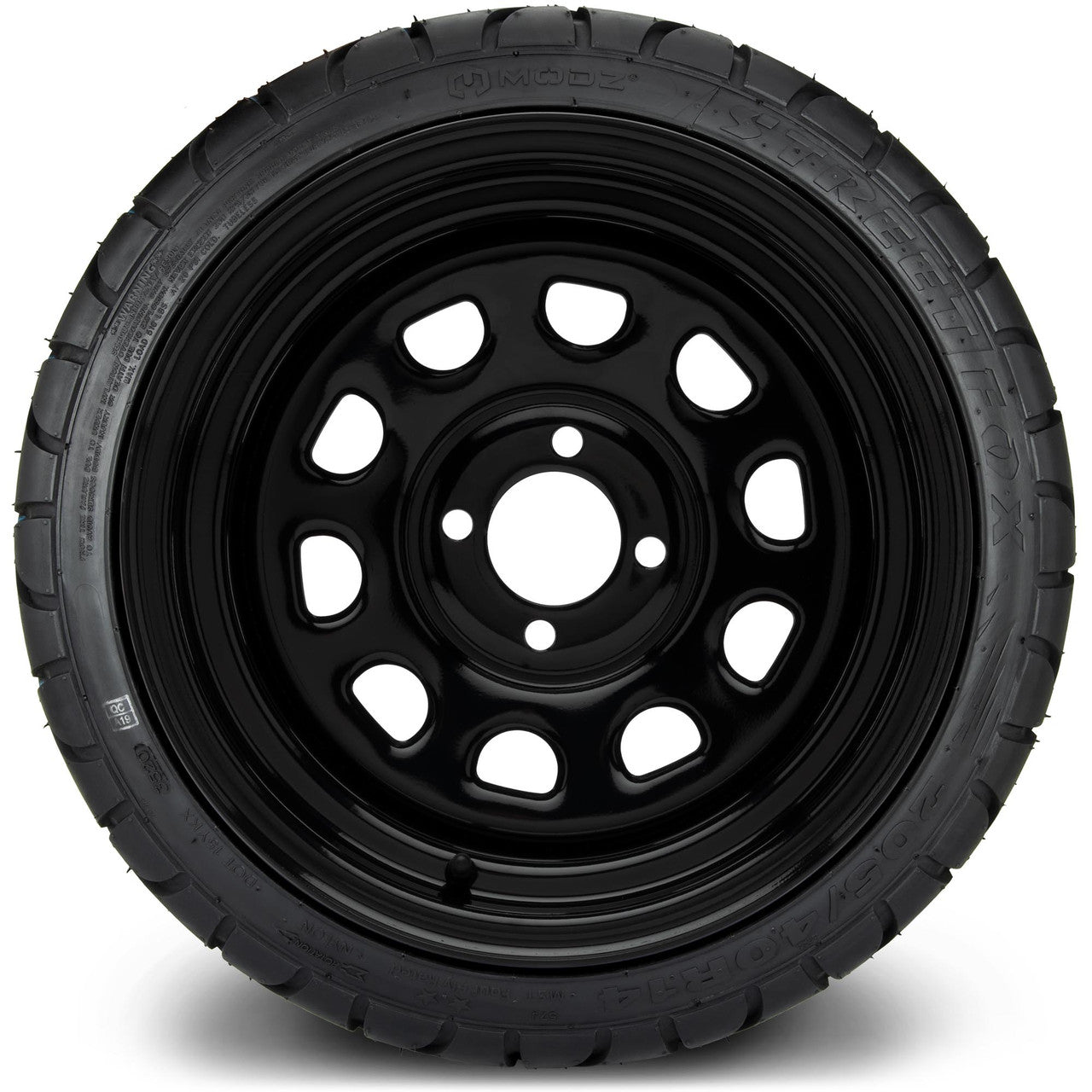 MODZ® 14" Steel D-Window Glossy Black - Low Profile Tires and Wheels Combo