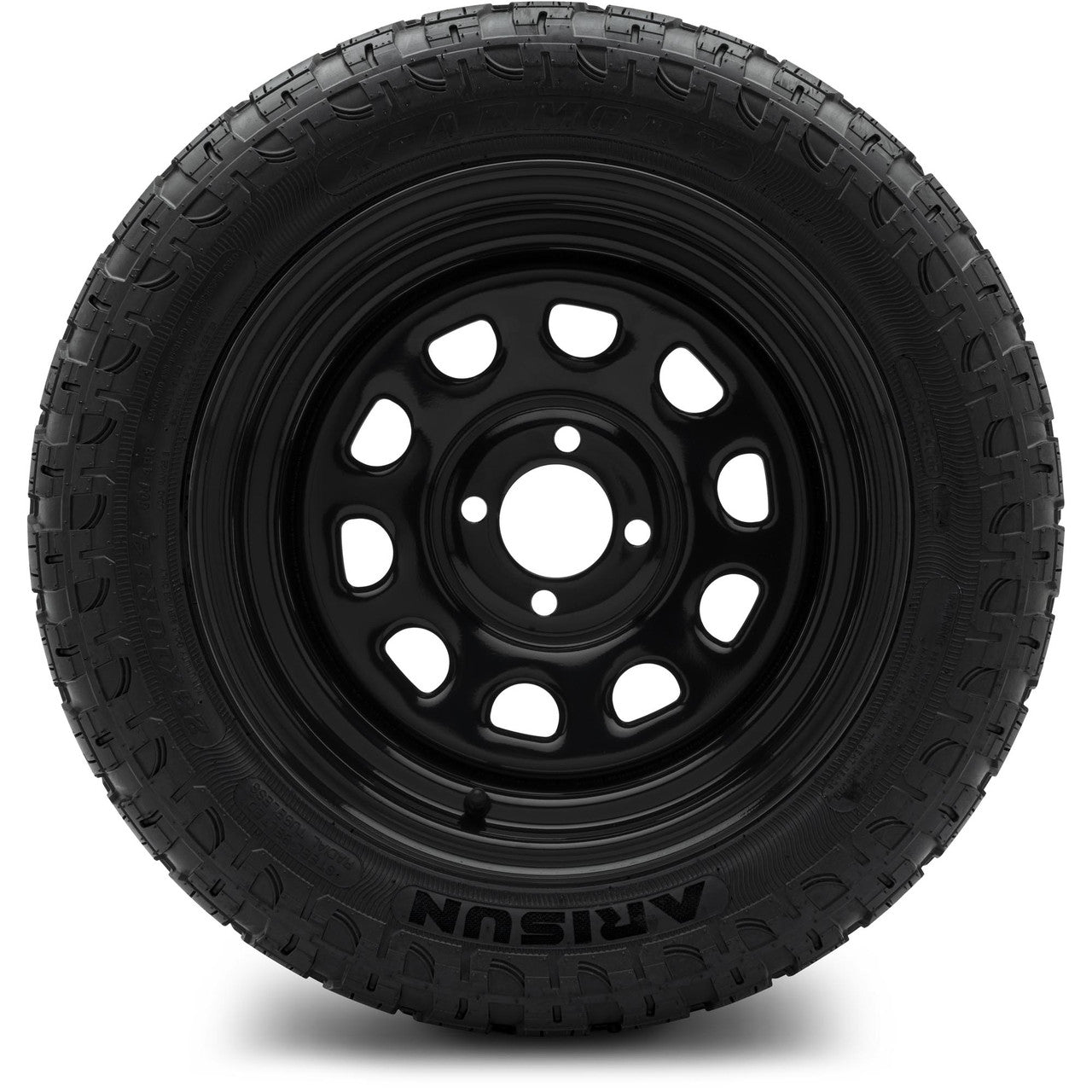 MODZ® 14" Steel D-Window Glossy Black  - Lifted Tires and Wheels Combo