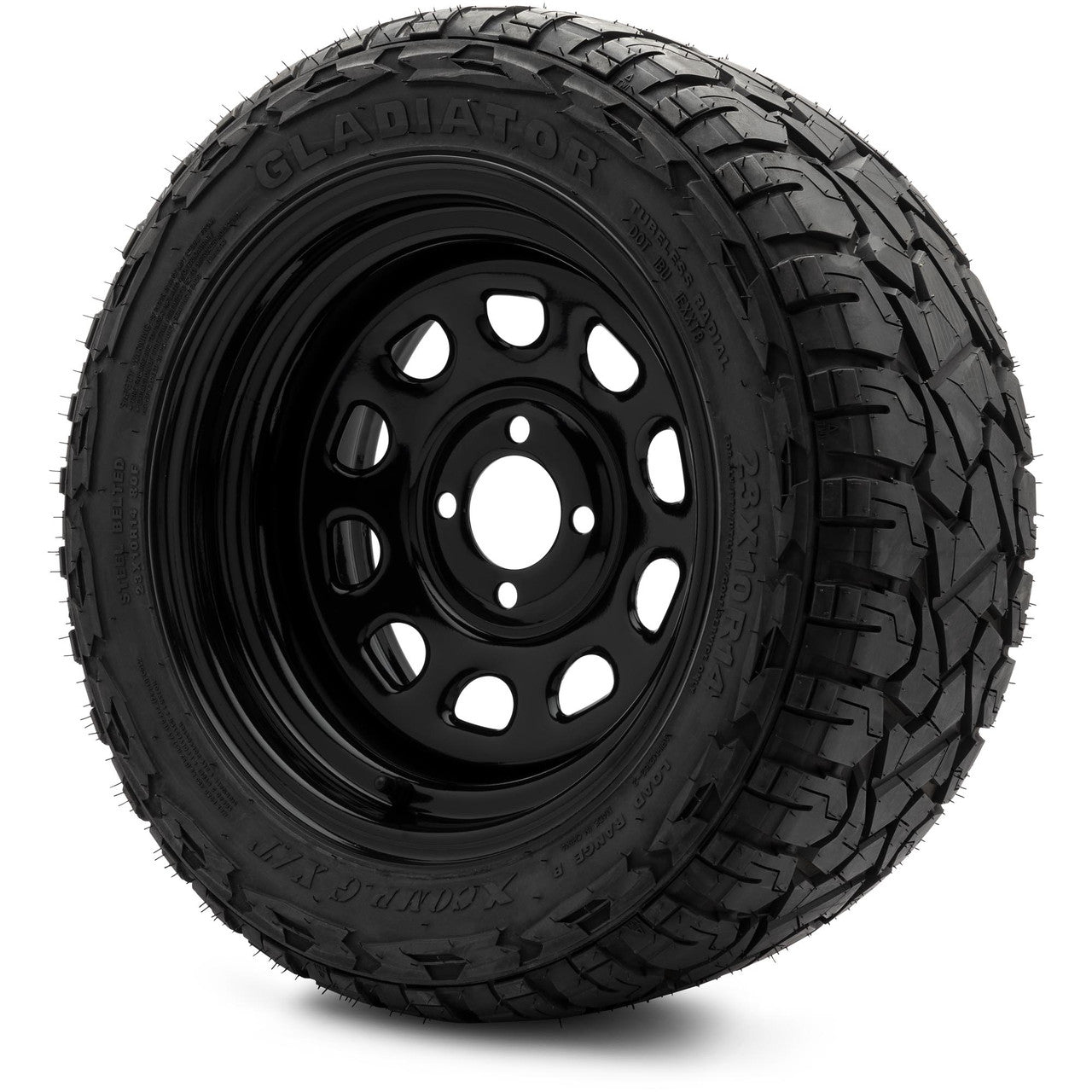 MODZ® 14" Steel D-Window Glossy Black  - Lifted Tires and Wheels Combo