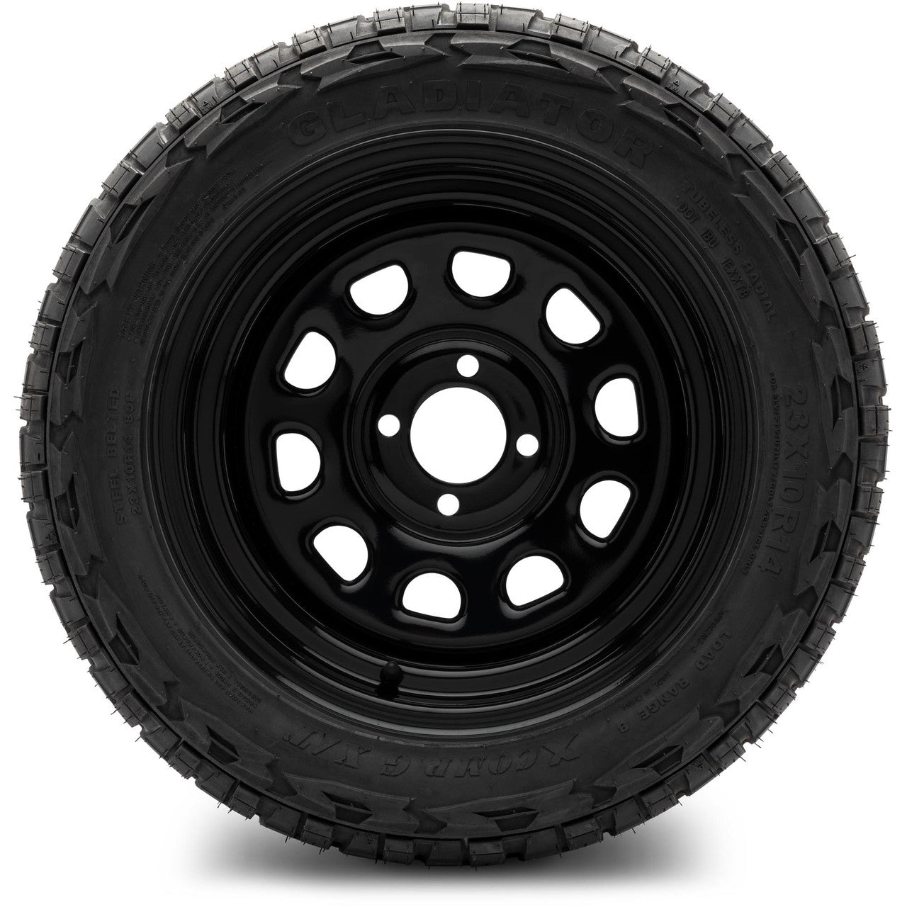 MODZ® 14" Steel D-Window Glossy Black  - Lifted Tires and Wheels Combo