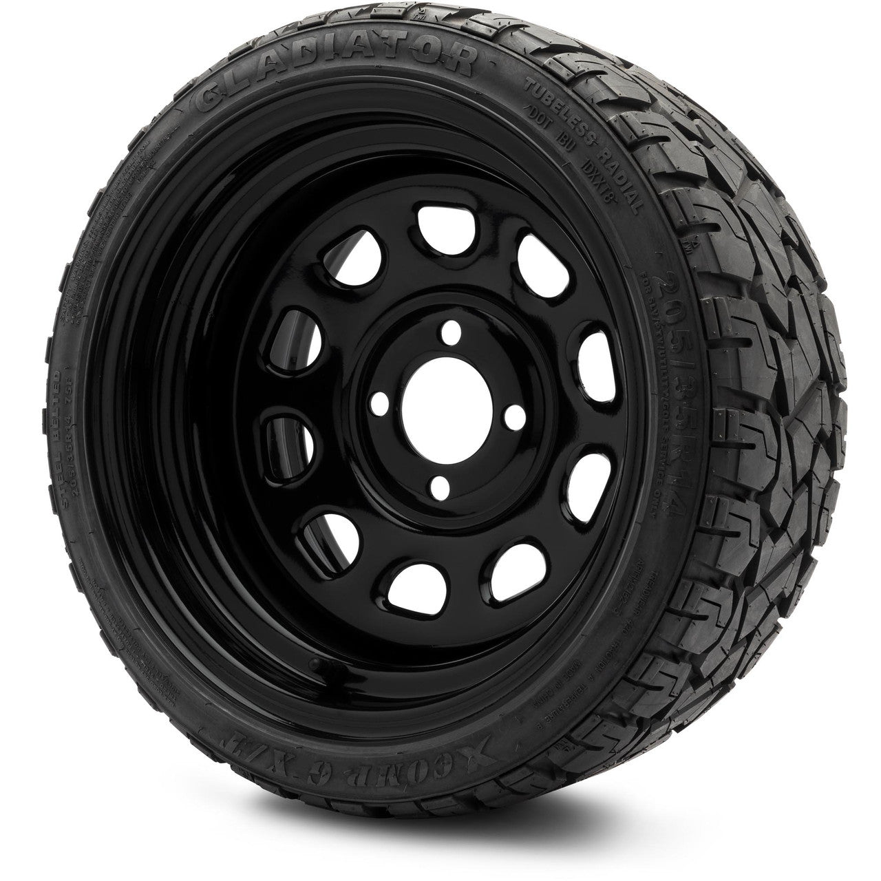 MODZ® 14" Steel D-Window Glossy Black - Low Profile Tires and Wheels Combo