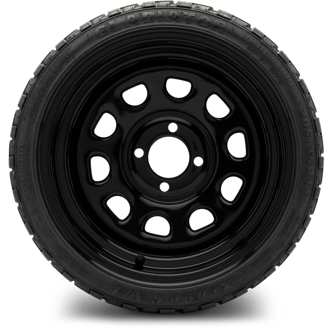 MODZ® 14" Steel D-Window Glossy Black - Low Profile Tires and Wheels Combo