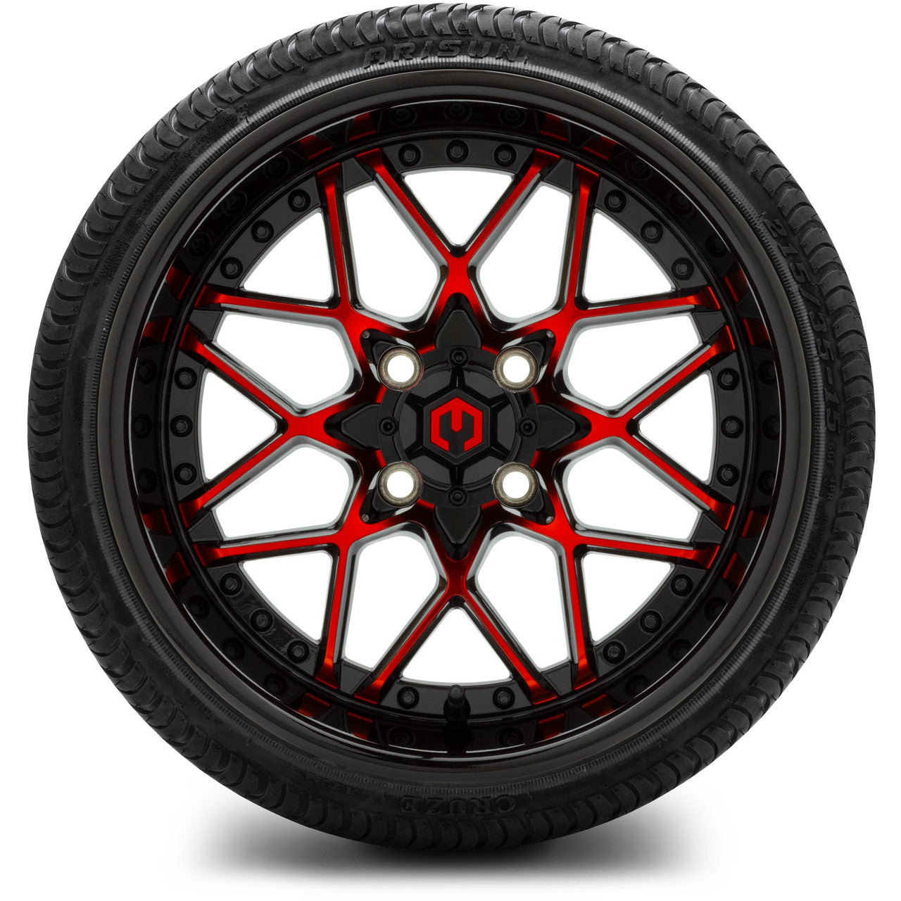 MODZ® 15" Formula Red and Black - Low Profile Tires and Wheels Combo