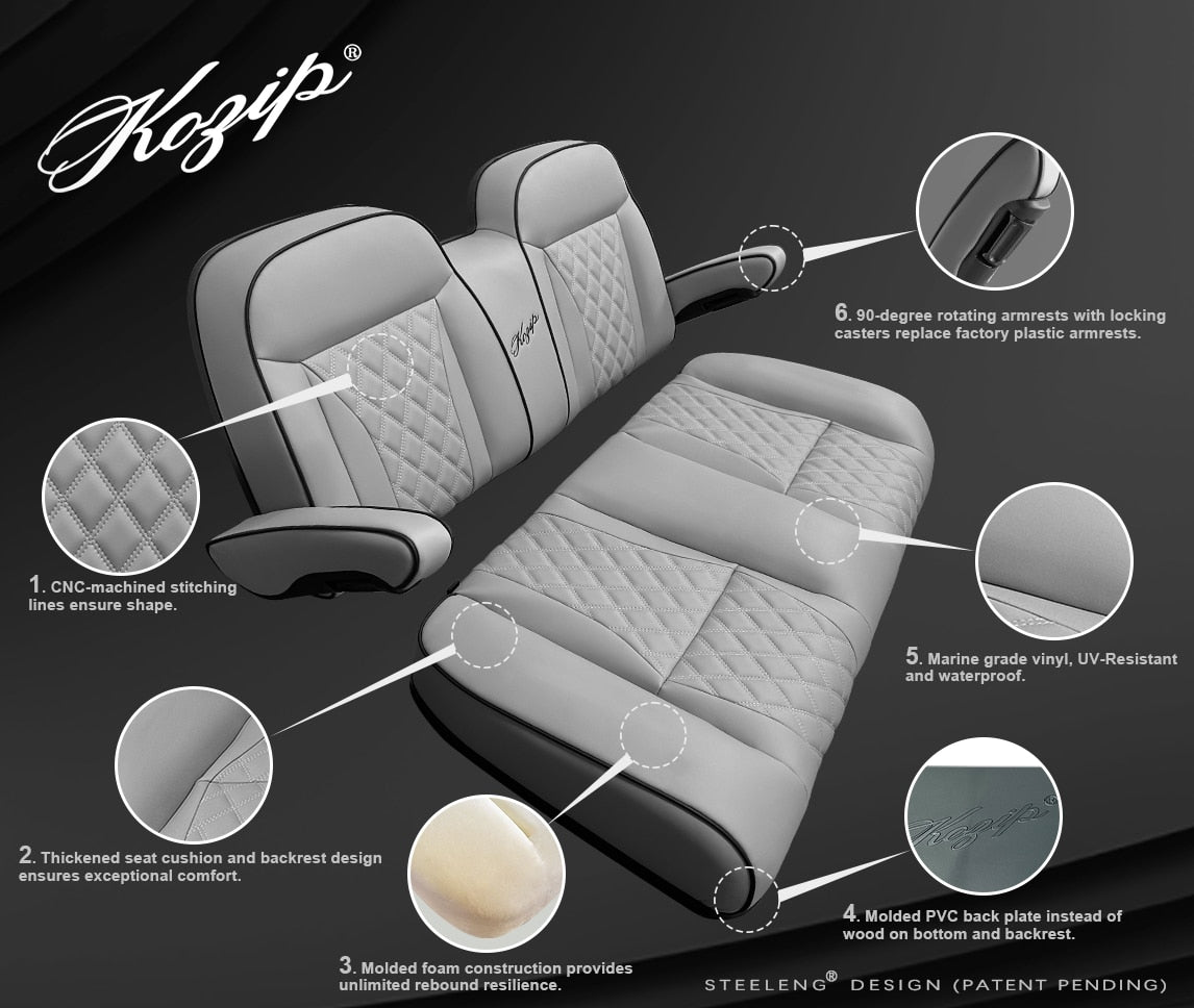 KOZIP Aeris Cushion Set Front Seat for Yamaha Drive/Drive2 – Gray SCYM10