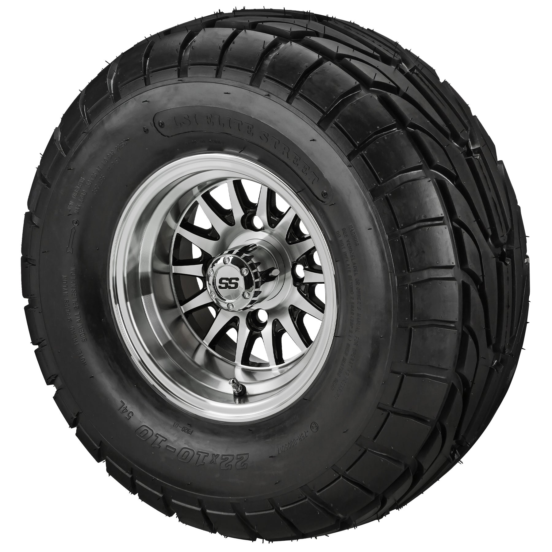 LSI 10' 14-Spoke Black & Machined Wheel and Lifted Tire Combo