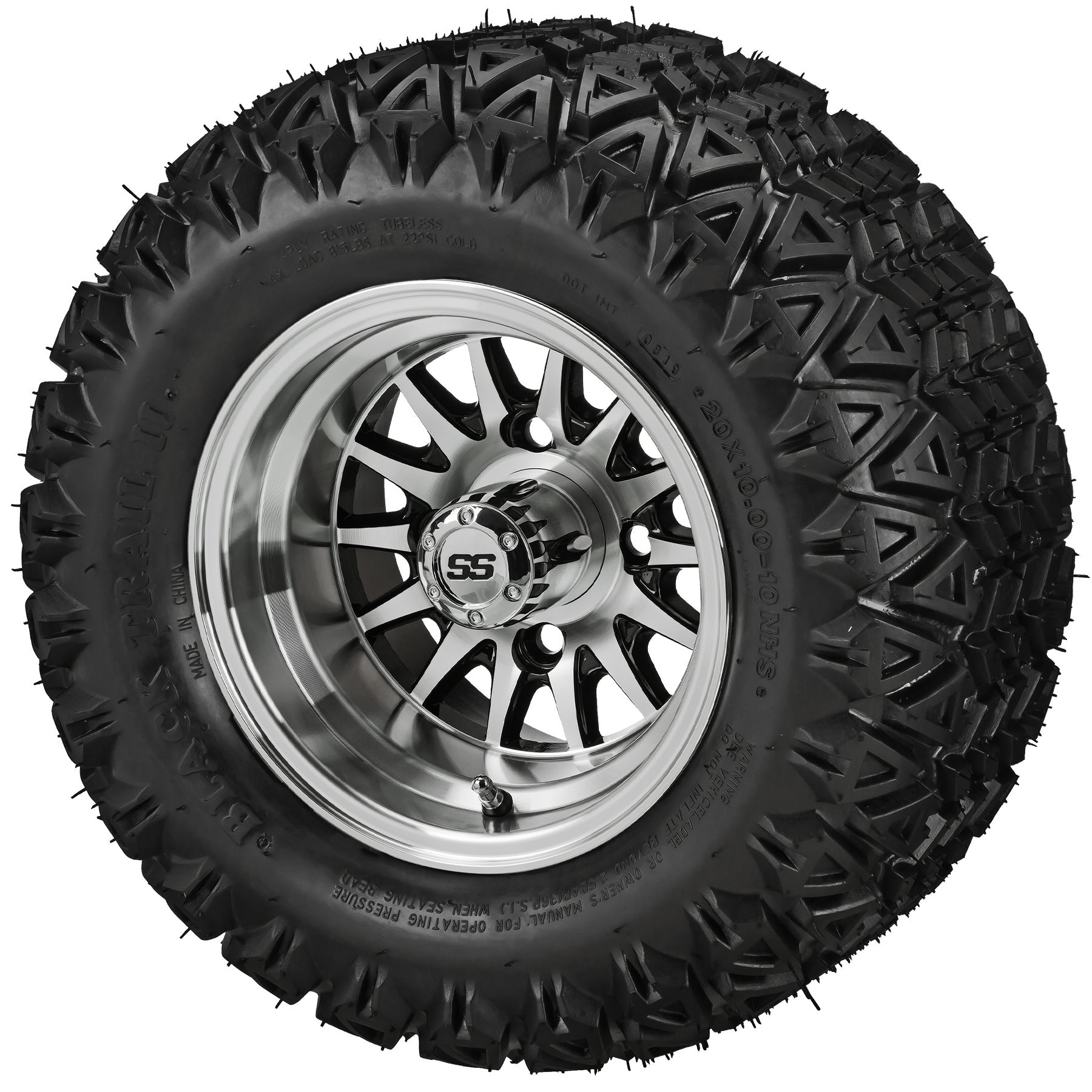 LSI 10' 14-Spoke Black & Machined Wheel and Lifted Tire Combo