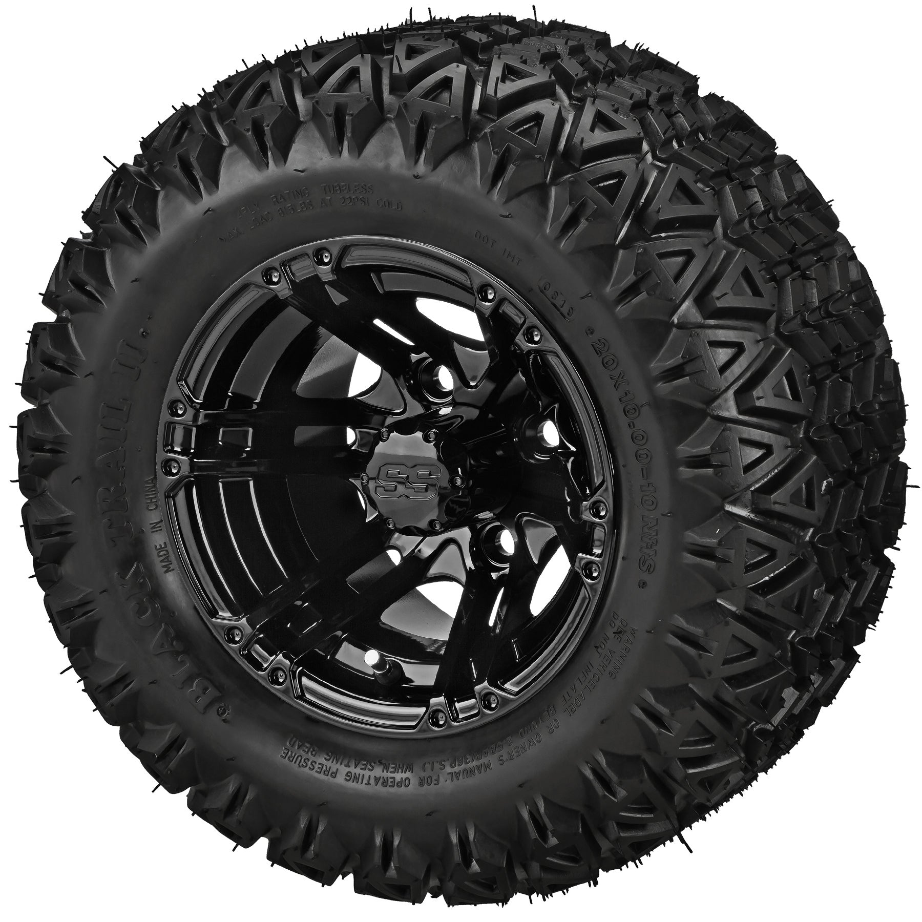 LSI 10' Yukon Gloss Black Wheel and Lifted Tire Combo