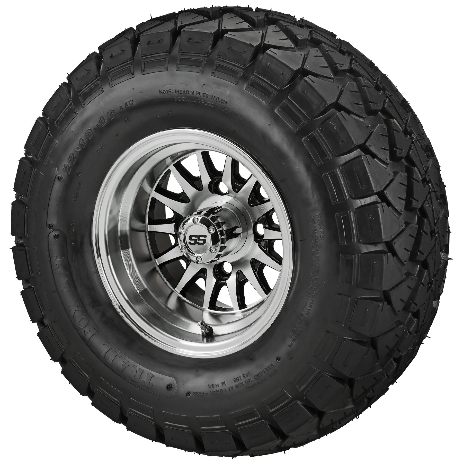 LSI 10' 14-Spoke Black & Machined Wheel and Lifted Tire Combo