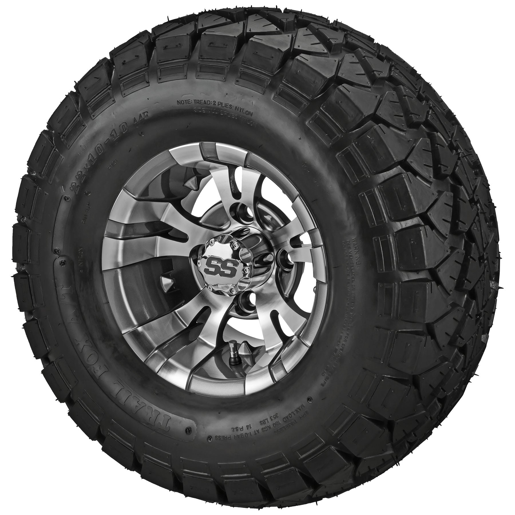 LSI 10' Warlock Gun Metal Gray & Machined Wheel and Lifted Tire Combo