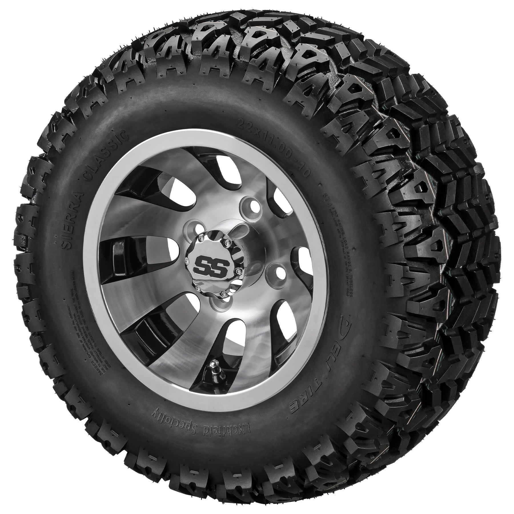LSI 10' Gunslinger Black & Machined Wheel and Lifted Tire Combo